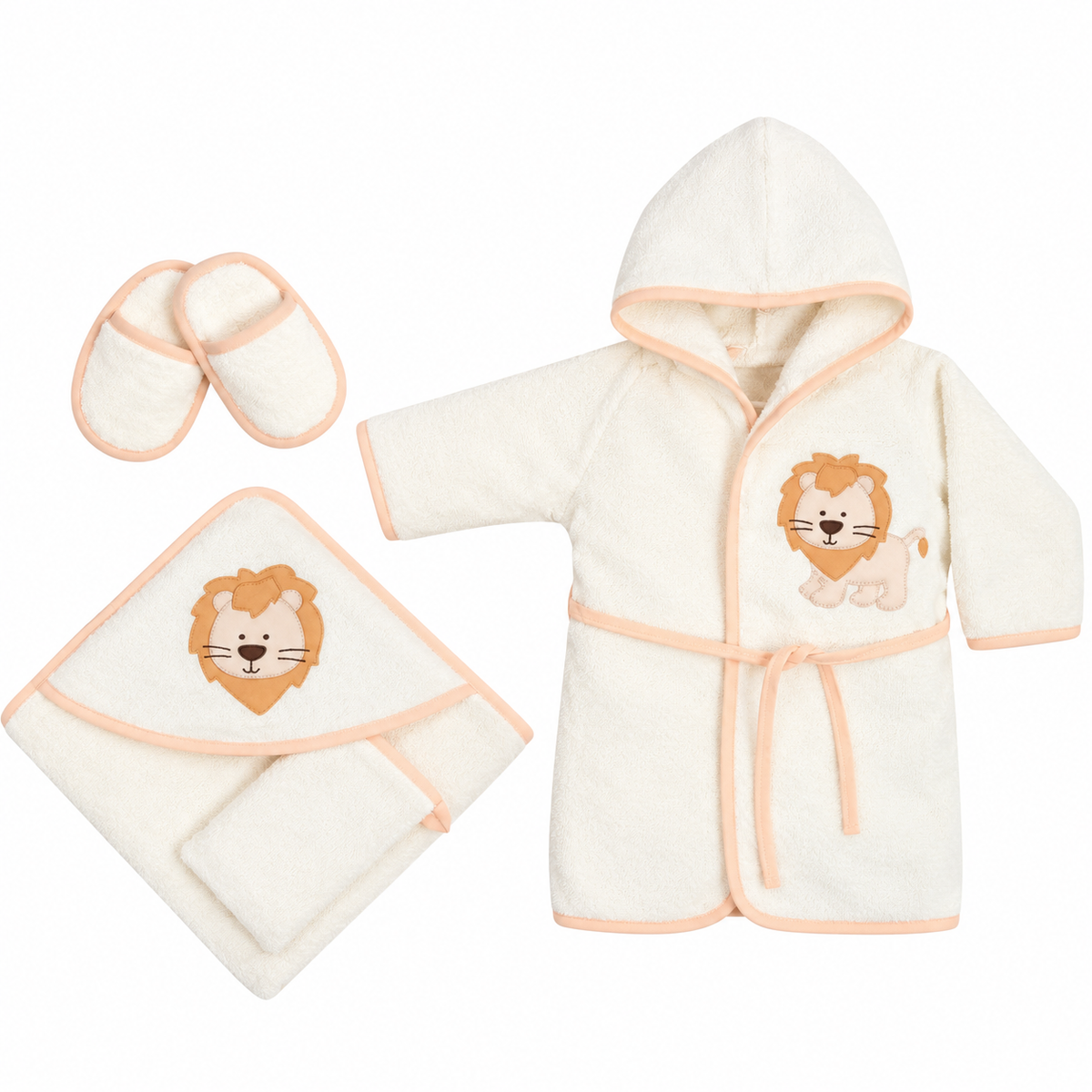 Babydo Lion 5'li Bornoz Seti (Erkek) - Ekru