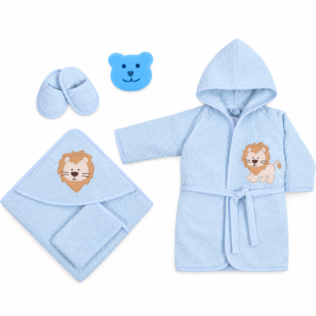 Babydo Lion 5'li Bornoz Seti (Erkek) - Mavi