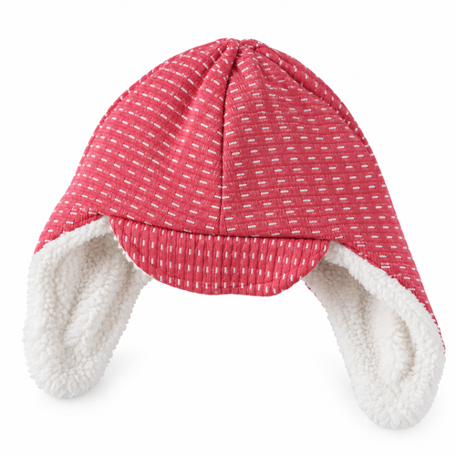Bebezo Kulaklıklı Peluş Kep Şapka - Pembe Desenli