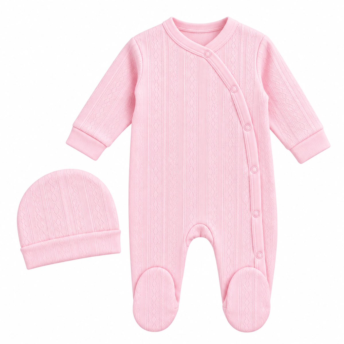 Bebezo Jakarlı Penye Şapkalı Tulum - Pembe