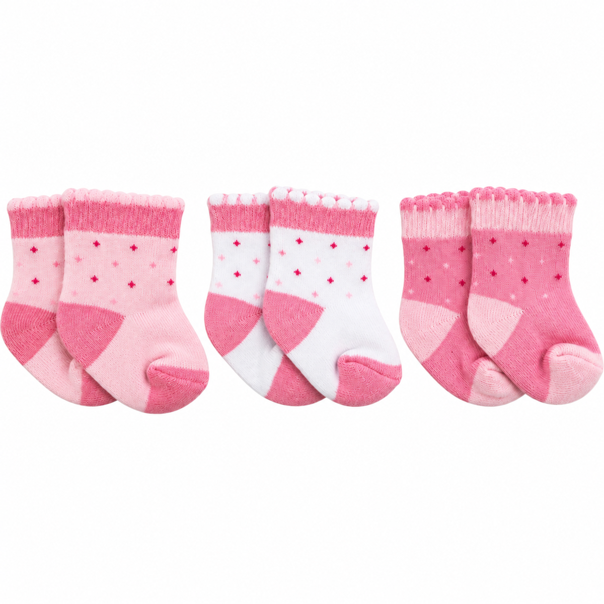 Bebezo Havlu Kız Bebek Çorabı 3'lü Set - Pembe